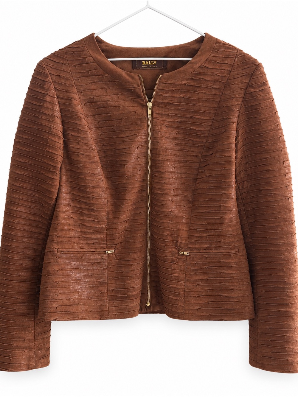 Bally Brown Ribbed Suede Zip Jacket - Picture 2 of 3
